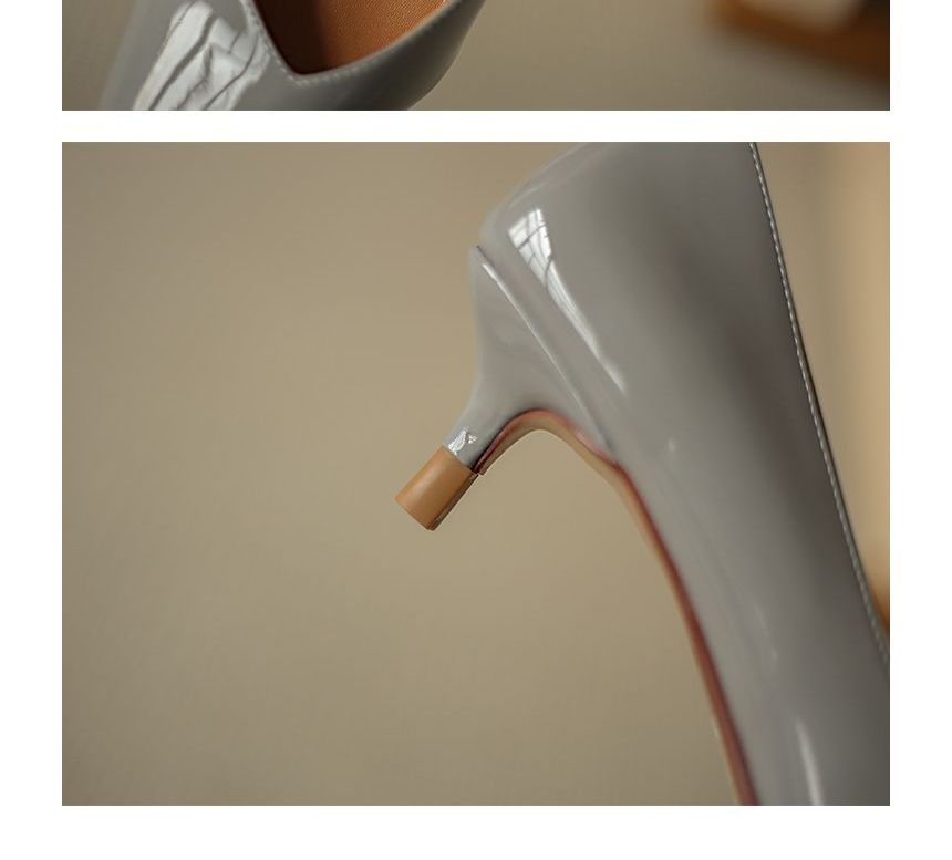 Patent Kitten Pointed Pumps Heel