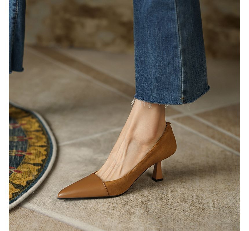 Pumps Heel Kitten Suede Faux Pointed