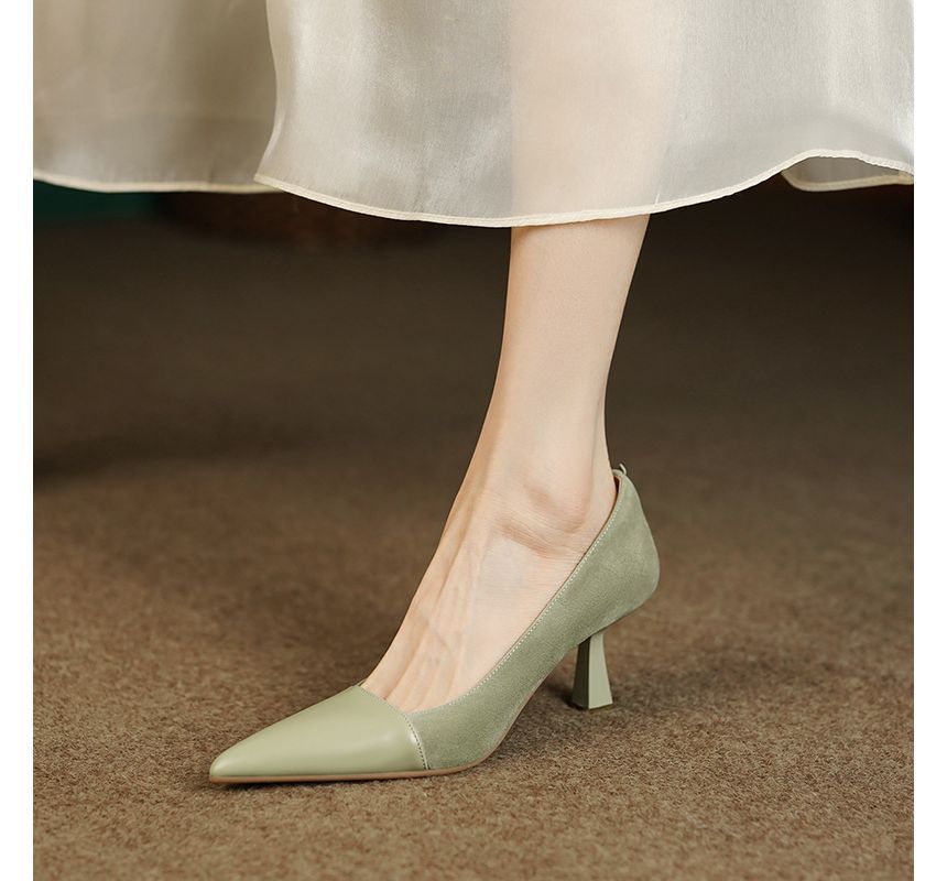 Pumps Heel Kitten Suede Faux Pointed
