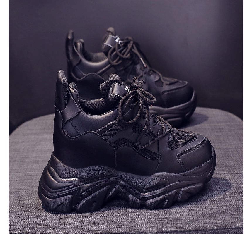 Lace Hidden Up Sneakers Wedge Platform
