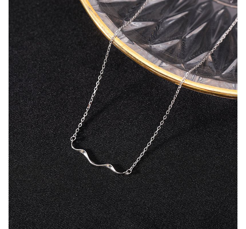 Choker Silver Pendant Wavy Sterling