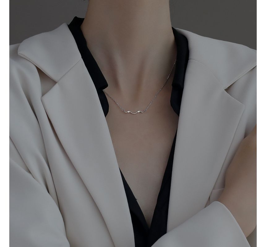 Choker Silver Pendant Wavy Sterling