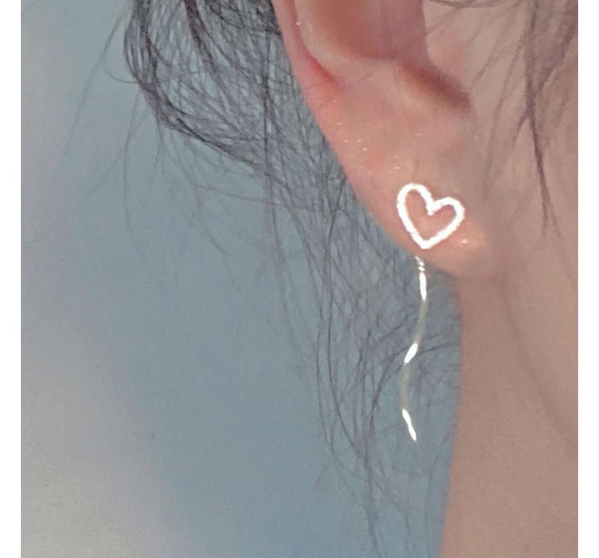 Sterling Dangle Heart Earring Silver