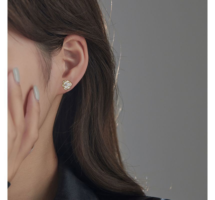 Alloy Earring Flower Faux Pearl