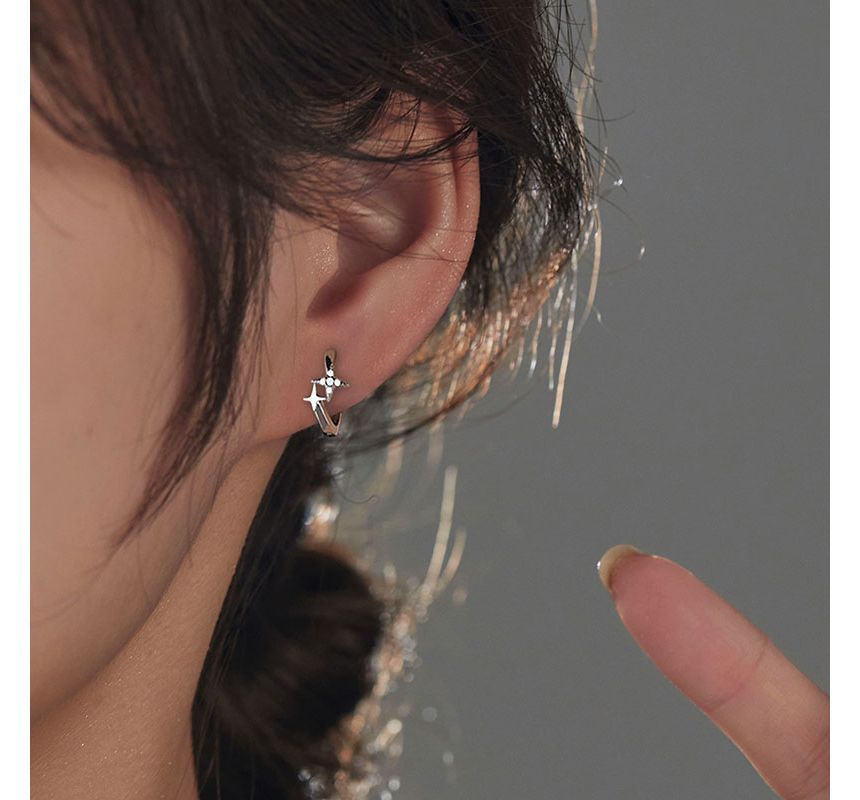 Star Hoop Silver Sterling Earring