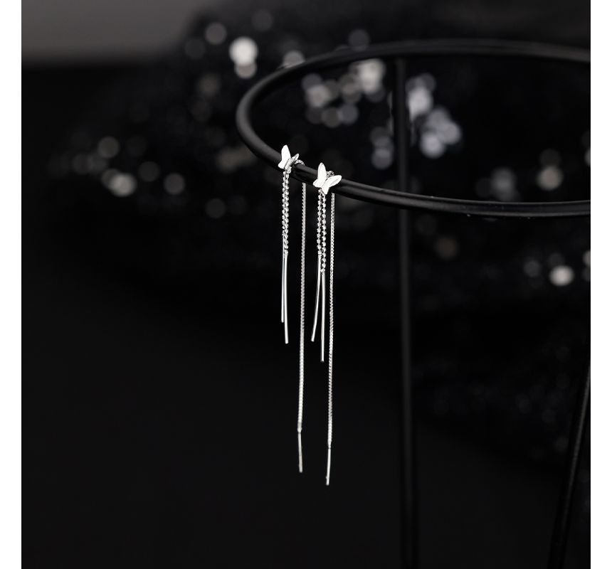 Fringed Silver Earring Sterling Butterfly
