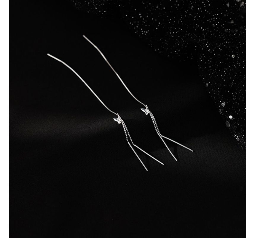 Fringed Silver Earring Sterling Butterfly