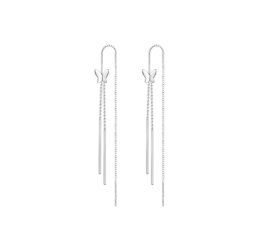 Fringed Silver Earring Sterling Butterfly