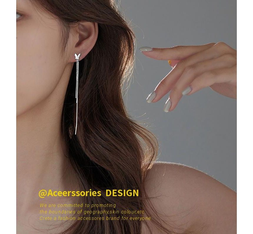 Fringed Silver Earring Sterling Butterfly