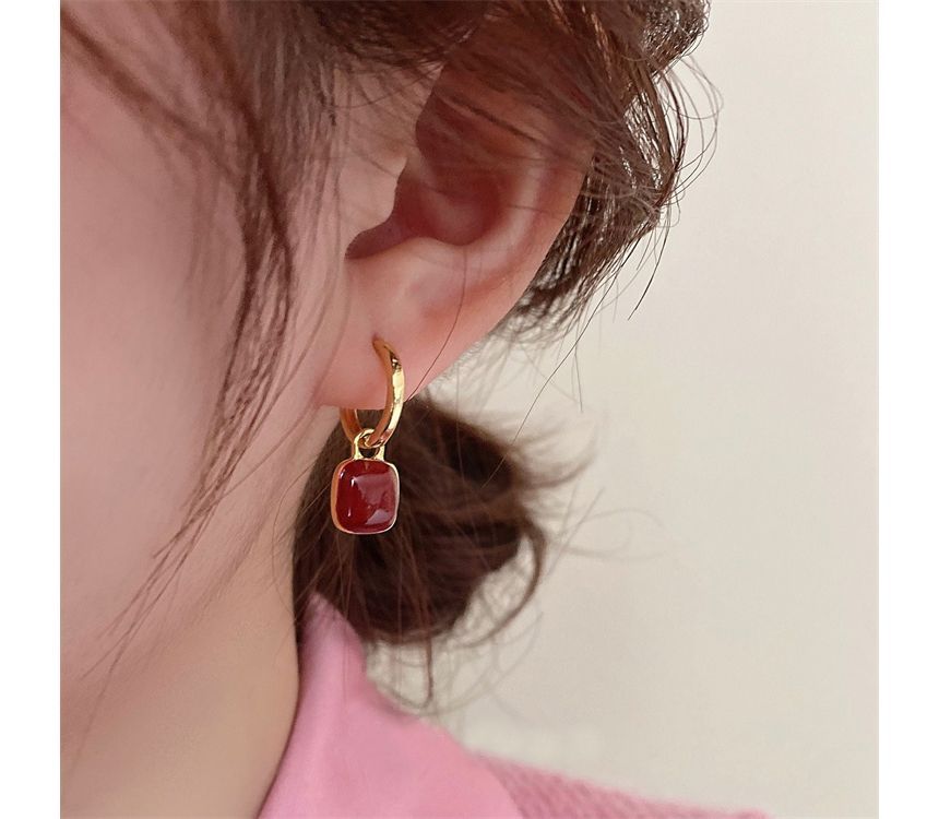 Earring Sterling Silver Dangle Square