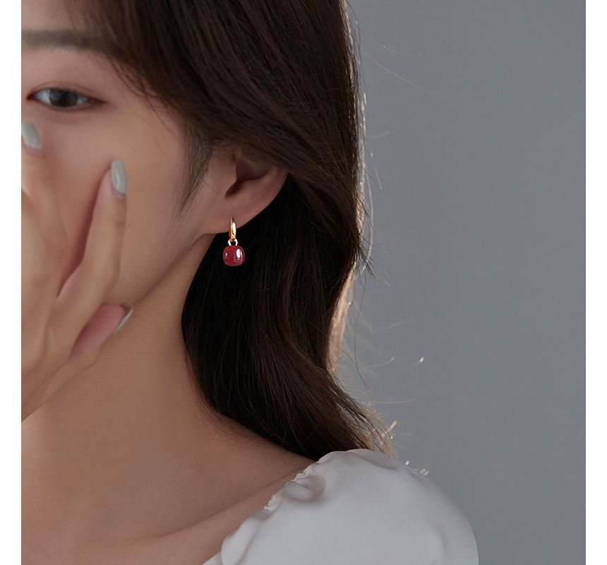 Earring Sterling Silver Dangle Square