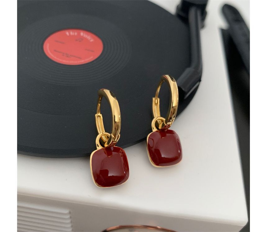 Earring Sterling Silver Dangle Square