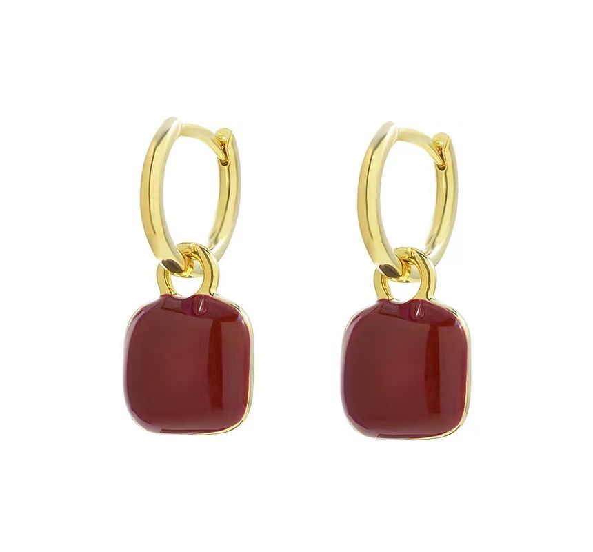 Earring Sterling Silver Dangle Square