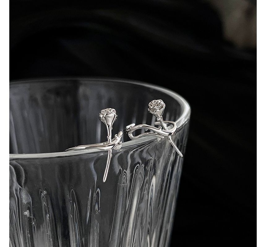 Rose Sterling Earring Cuff Silver