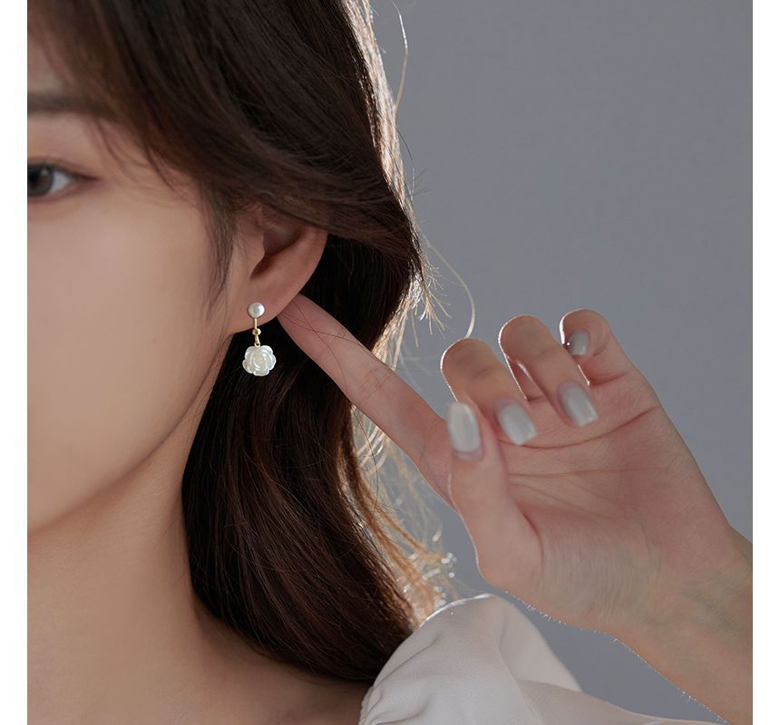 Earring Silver Floral Dangle Sterling