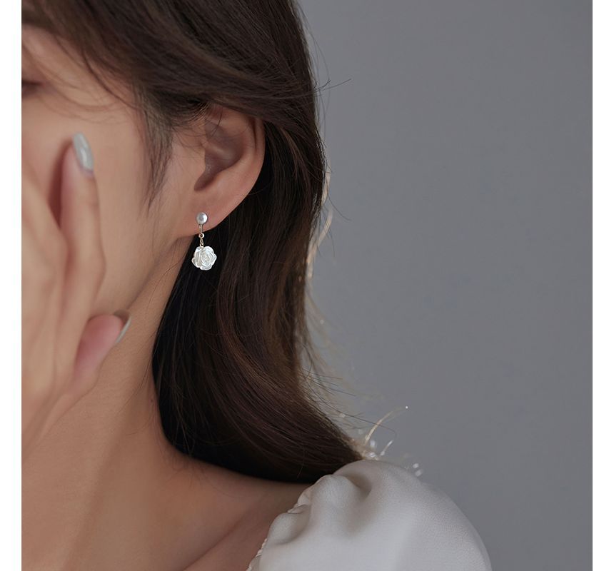 Earring Silver Floral Dangle Sterling