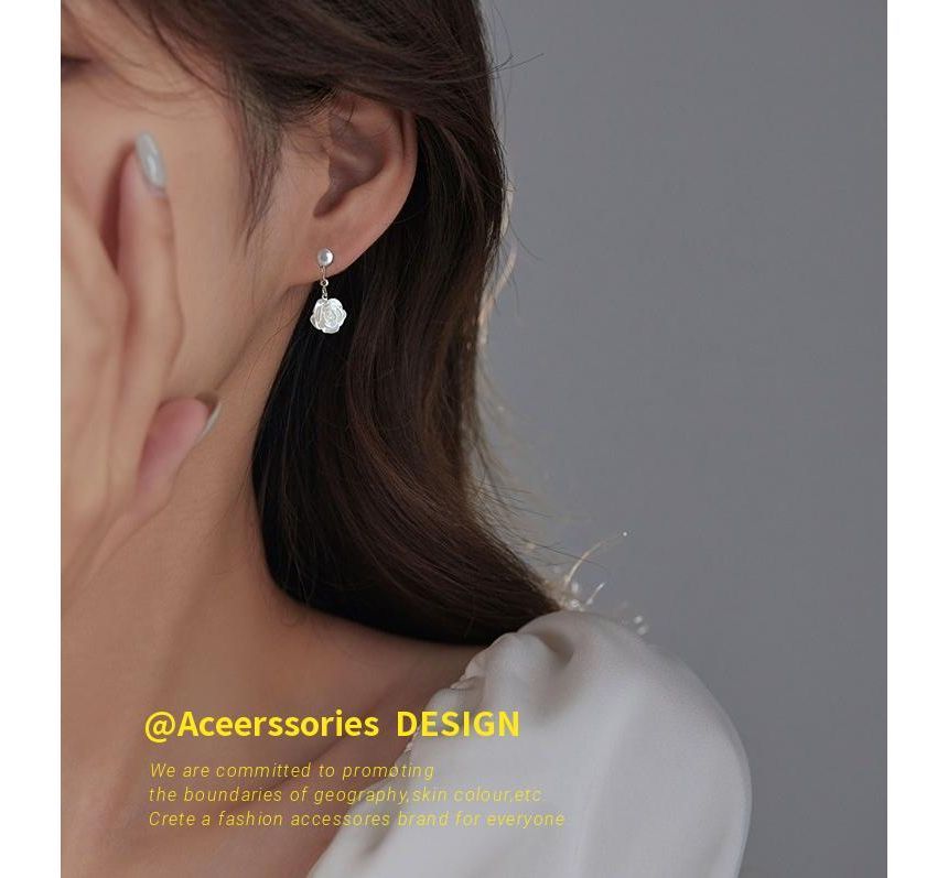 Earring Silver Floral Dangle Sterling