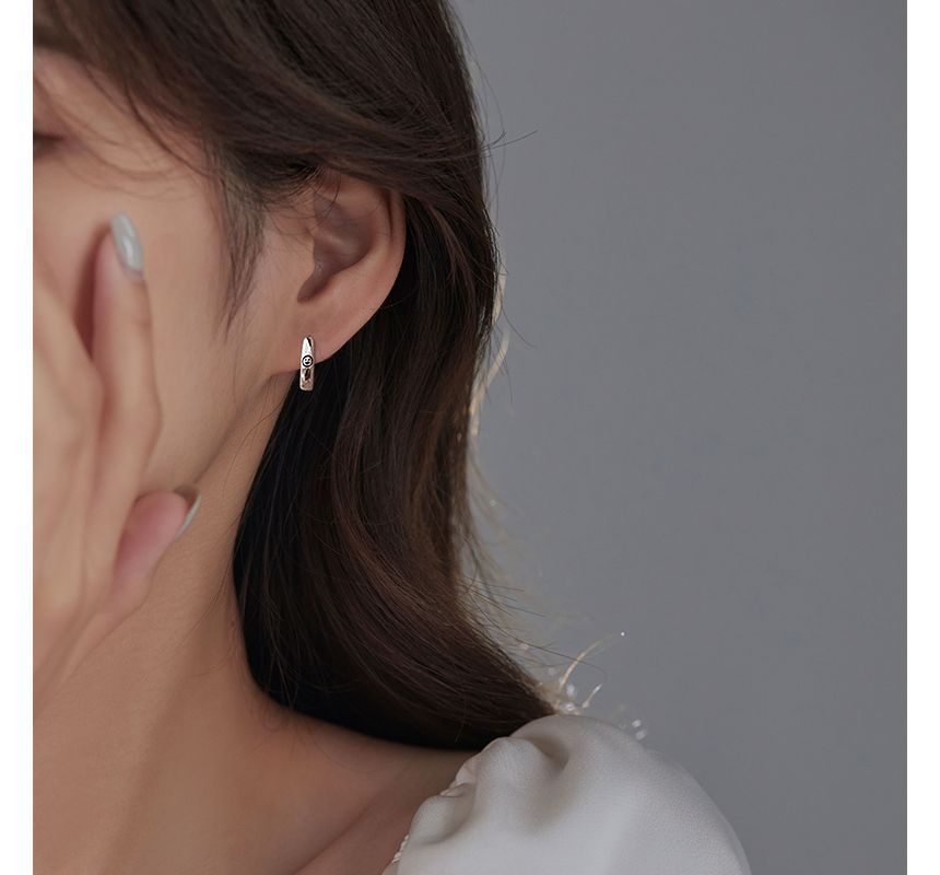 Silver Earring Smiley Sterling Hoop