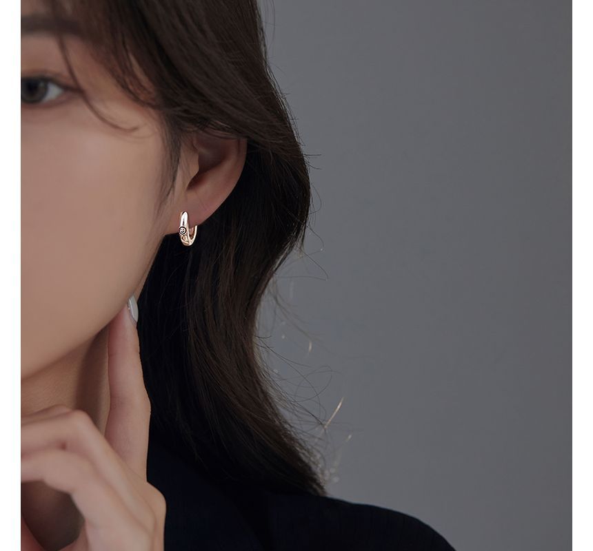 Silver Earring Smiley Sterling Hoop