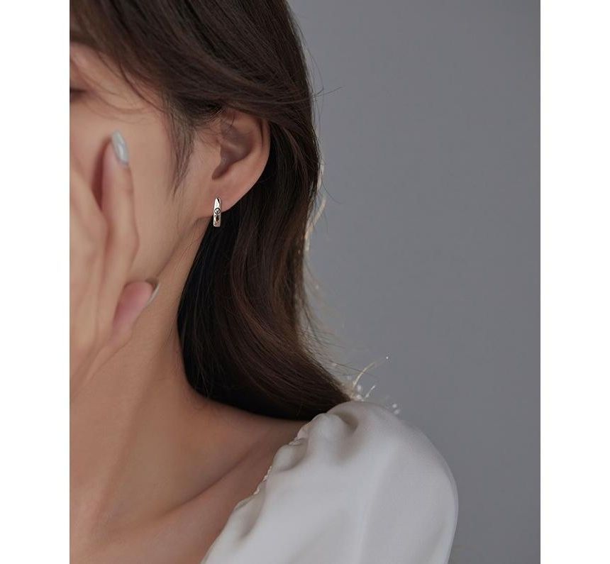 Silver Earring Smiley Sterling Hoop