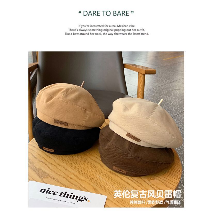 Lettering Beret Hat Applique