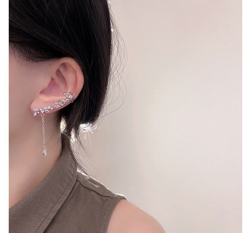 with Rhinestone Ear Earring Drop Cuff