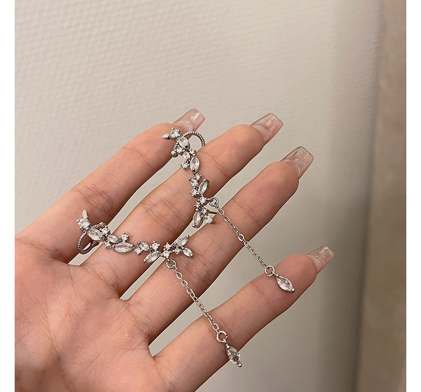 with Rhinestone Ear Earring Drop Cuff