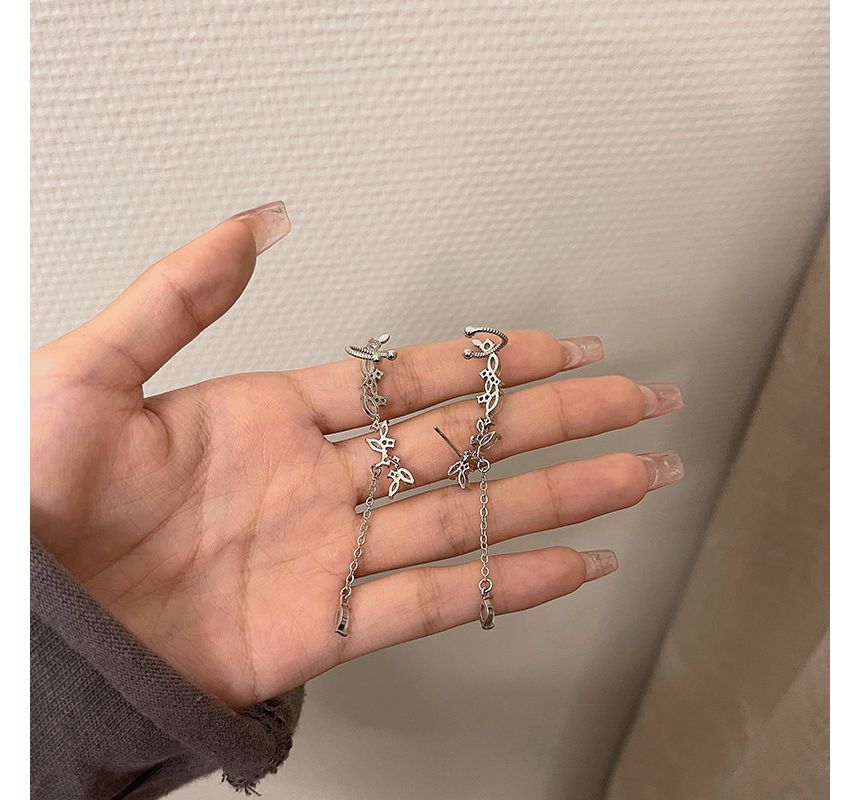 with Rhinestone Ear Earring Drop Cuff