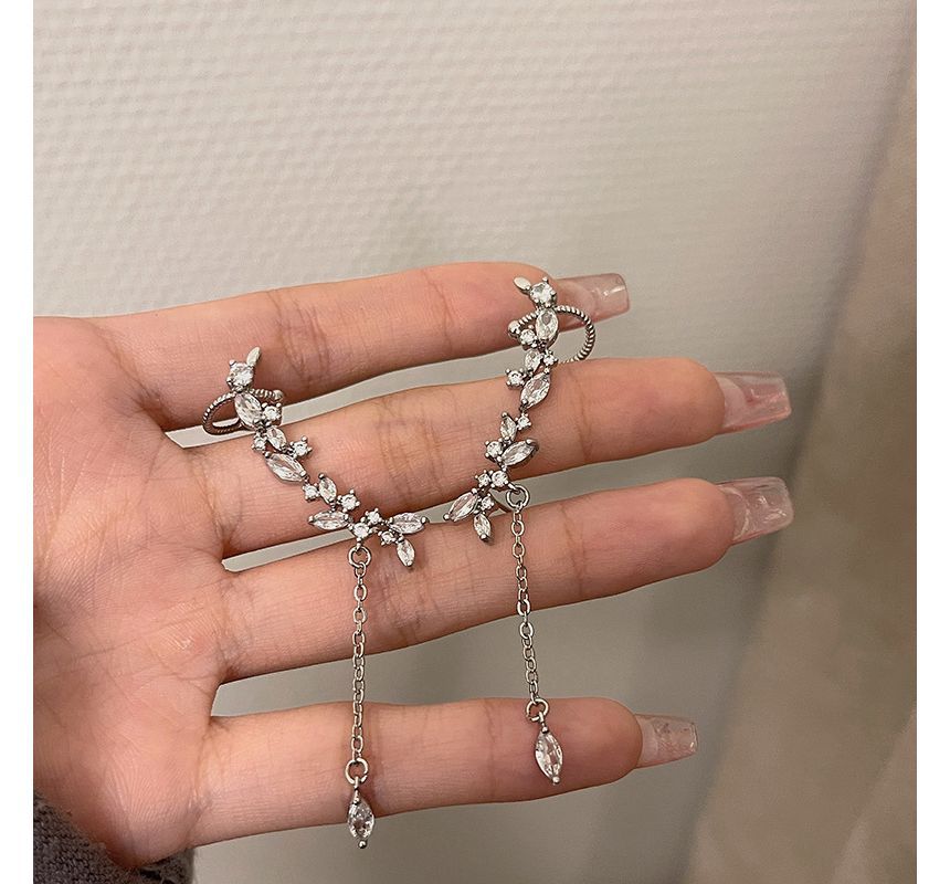 with Rhinestone Ear Earring Drop Cuff