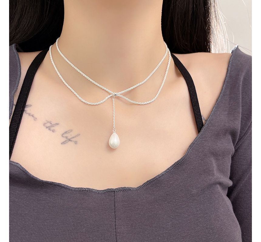 Faux Pearl Necklace Lariat