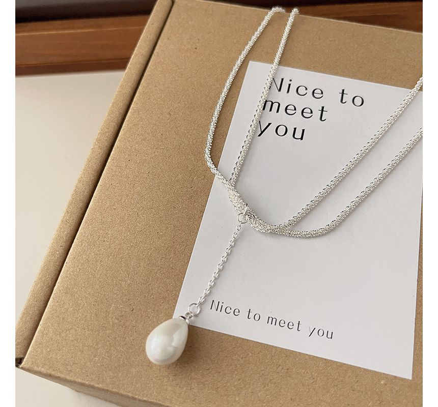 Faux Pearl Necklace Lariat