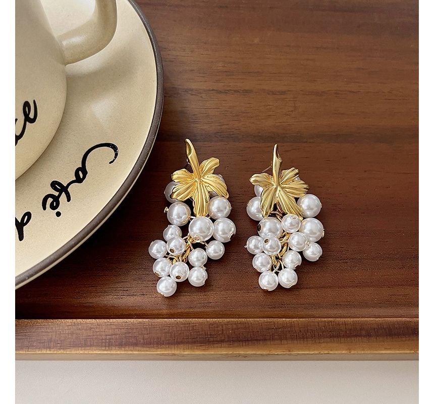 Faux Drop Earring Grape Pearl