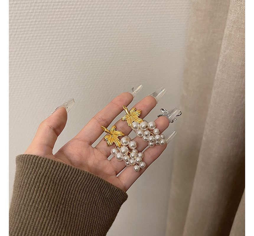 Faux Drop Earring Grape Pearl