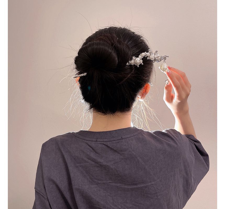 Alloy Hair Pearl Irregular Clip Faux