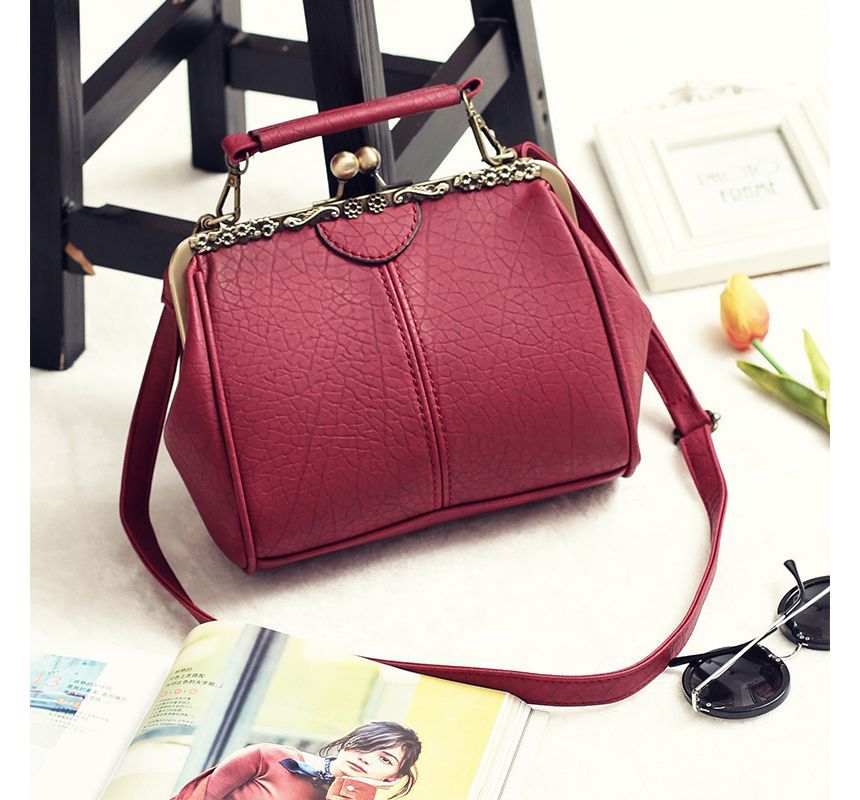 Bag Crossbody Plain Lock Top Handle Kiss