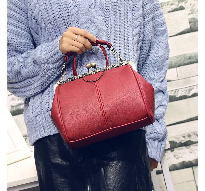 Bag Crossbody Plain Lock Top Handle Kiss