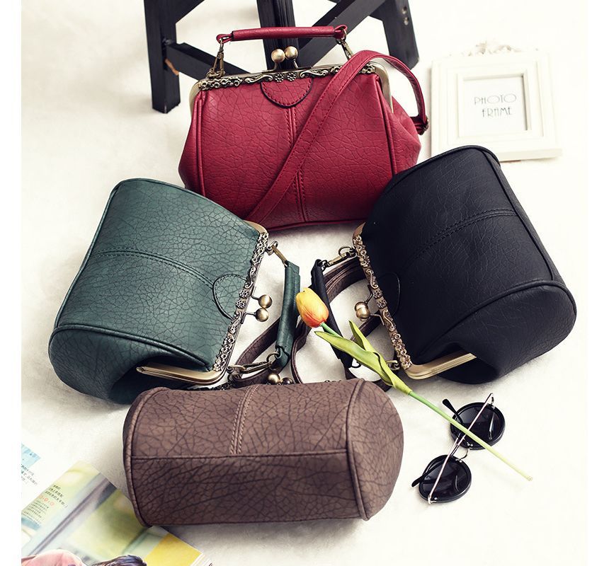 Bag Crossbody Plain Lock Top Handle Kiss
