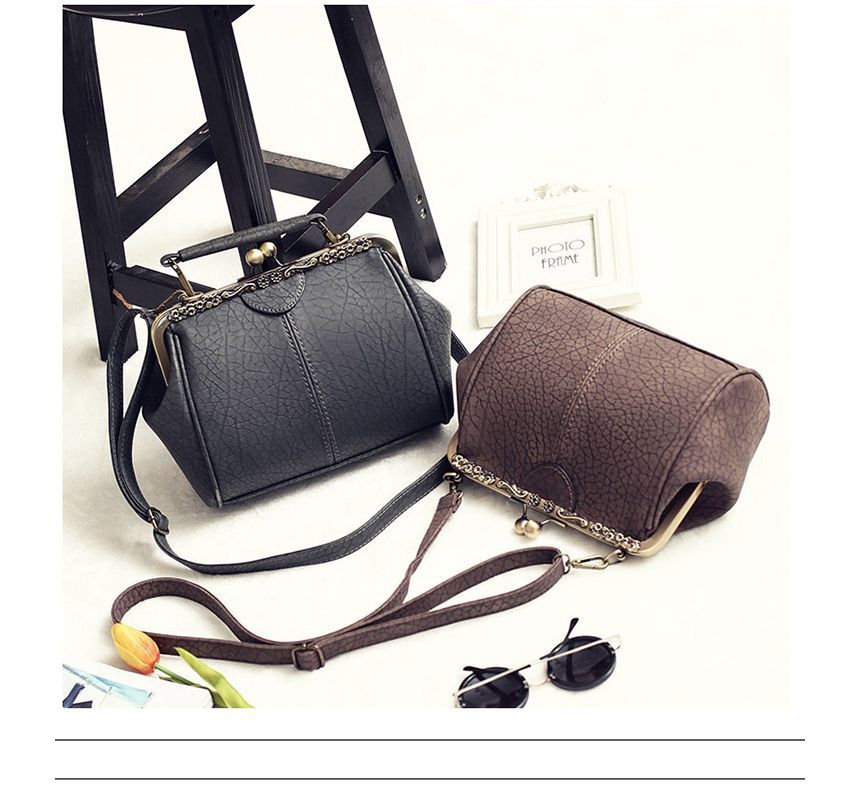 Bag Crossbody Plain Lock Top Handle Kiss