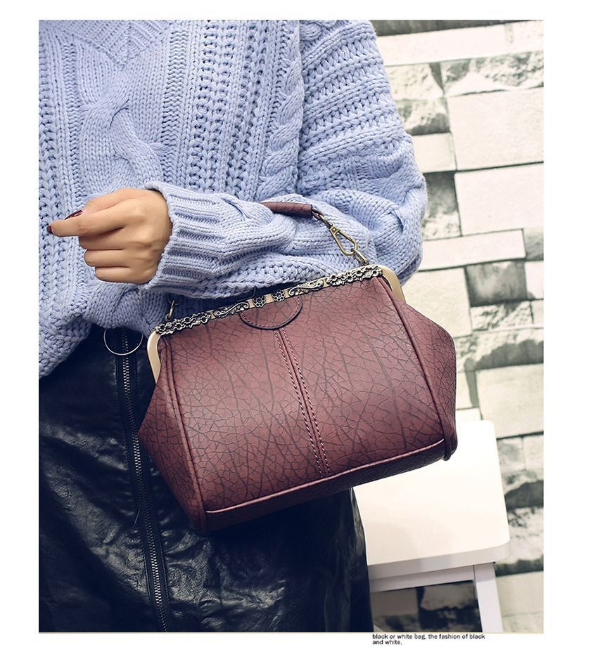 Bag Crossbody Plain Lock Top Handle Kiss