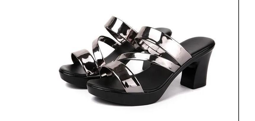 Sandals Slide Heel Chunky Strappy