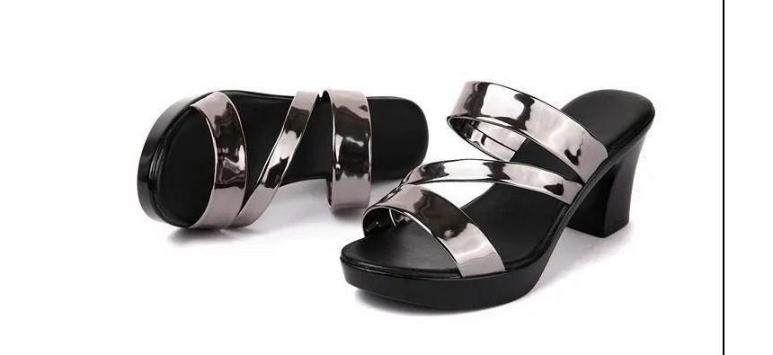 Sandals Slide Heel Chunky Strappy