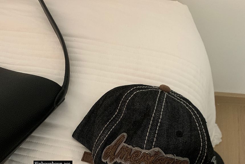 Cap Baseball Denim Letter Embroidered Two-Tone