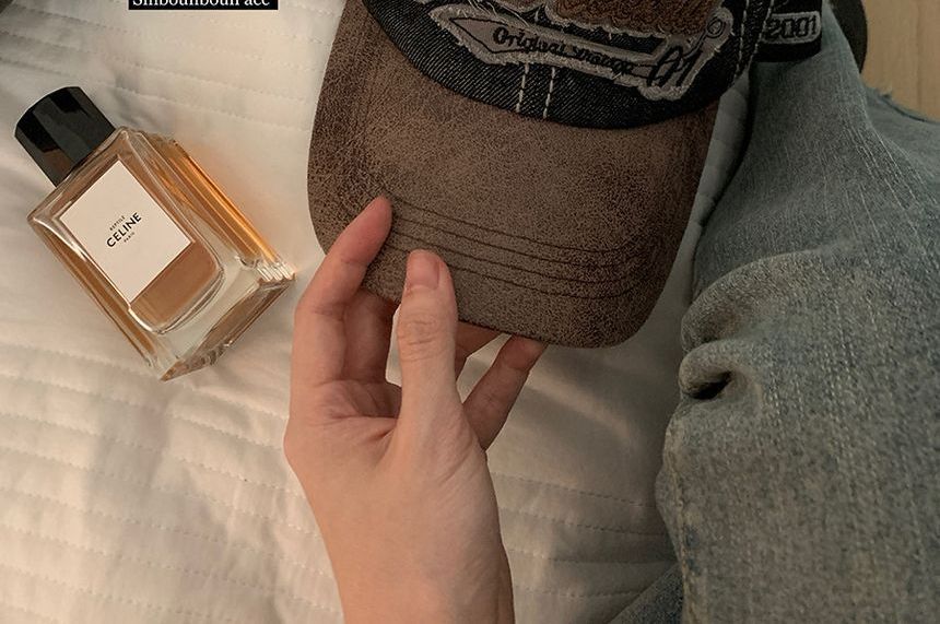 Cap Baseball Denim Letter Embroidered Two-Tone