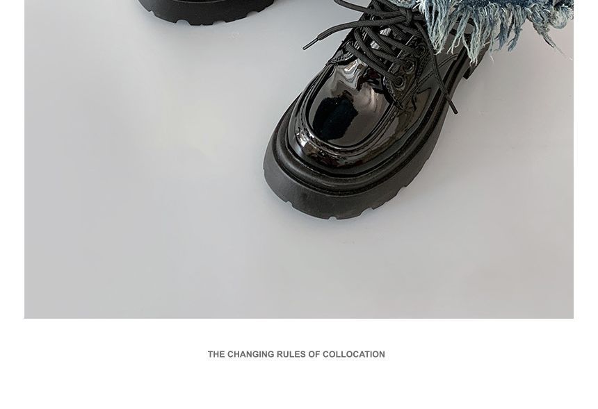 Patent Platform Lace-Up Shoes