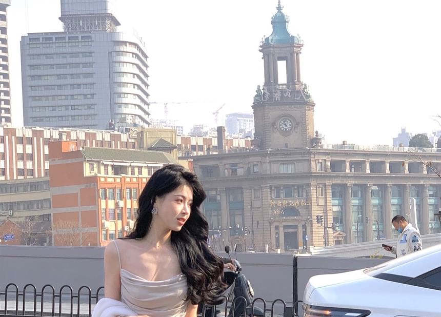 Strap Spaghetti Gown Neck Evening Plain Mermaid Cowl