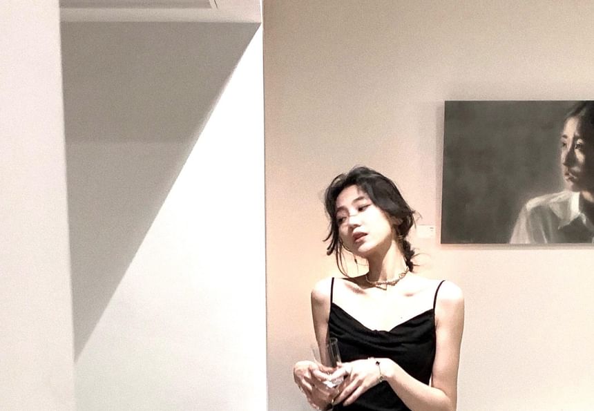 Strap Spaghetti Gown Neck Evening Plain Mermaid Cowl