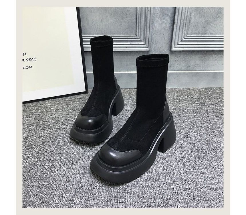 Boots Short Heel Block Platform