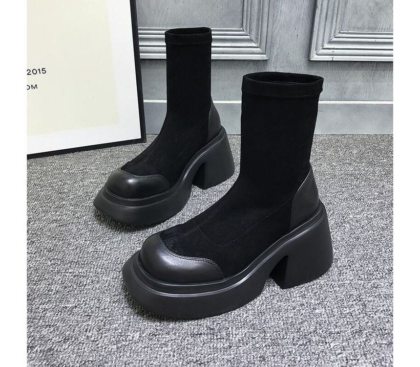 Boots Short Heel Block Platform