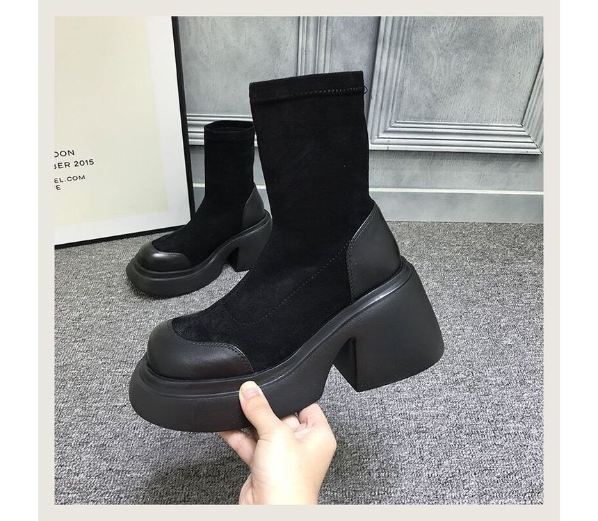 Boots Short Heel Block Platform