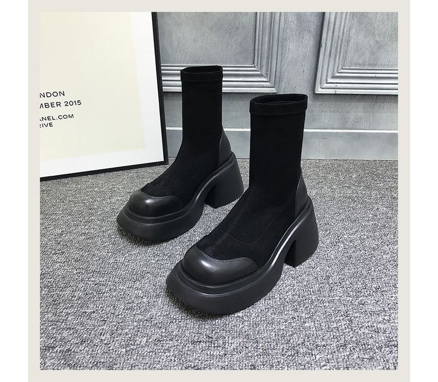 Boots Short Heel Block Platform